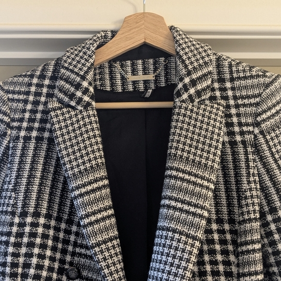 🖤 White House Black Market Plaid Tweed Double Breasted Blazer Jacket - Size 8 - Picture 3 of 10